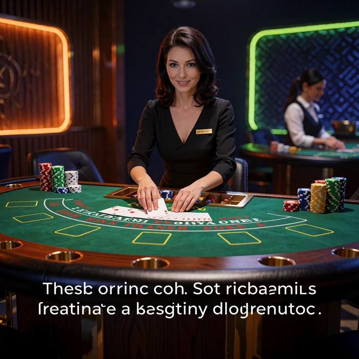 Krupierka w czarnej sukni rozkłada karty przy zielonym stole - blackjack na żywo w Golisimo Casino