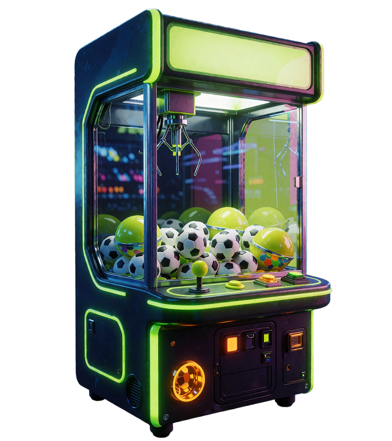 Automat z chwytakiem pełen piłek i kapsuł z nagrodami - mechanika Bonus Crab w Golisimo Casino